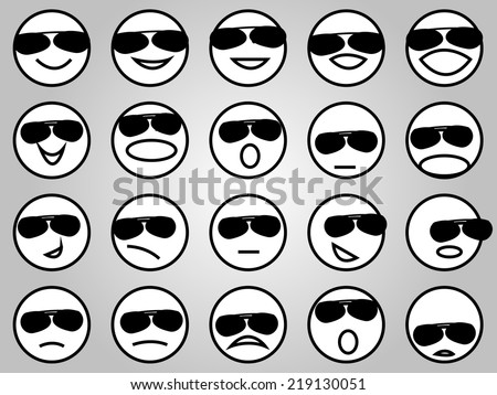 emotion face icons with eyeglasses