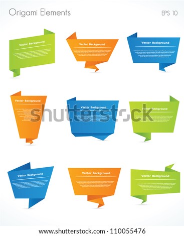 Collection of origami speech bubble vector background Collection of origami speech bubble vector background