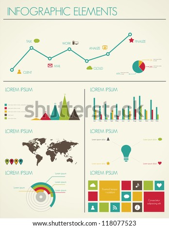Retro infographics design World Map and Information Graphics Retro infographics design World Map and Information Graphics