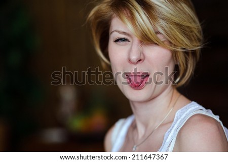 Close-up, beauty portrait of a young woman. Developed from RAW