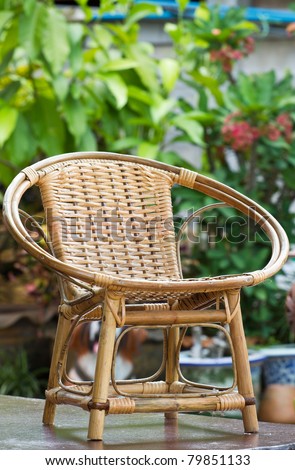 Chairs made of rattan.