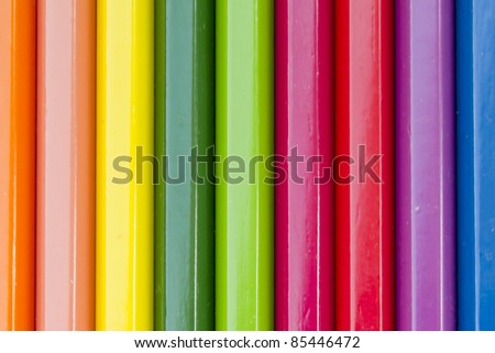 close up of color pencils on white background with clipping path