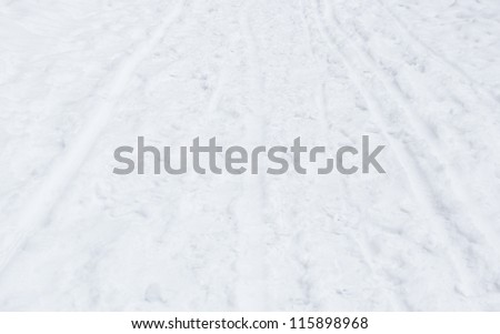 Snow walking path in winter