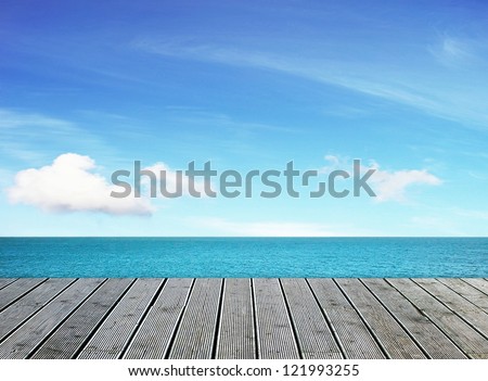 Wooden pier with view to tropic sea