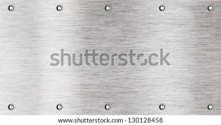 Brushed aluminum metal plate with bolts