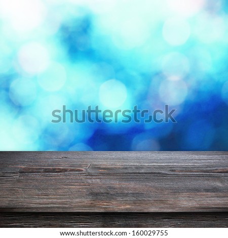 Top of table on winter bokeh background