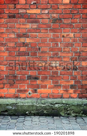 Brick wall in the grunge street interior