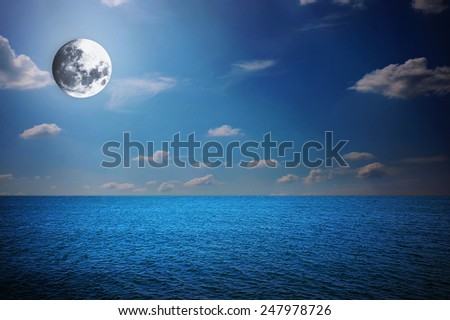 Night moon light in sea