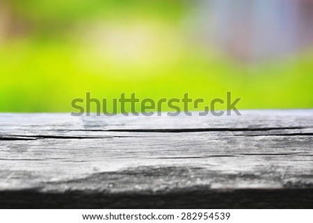 Wood table in the open air for picnic, side view