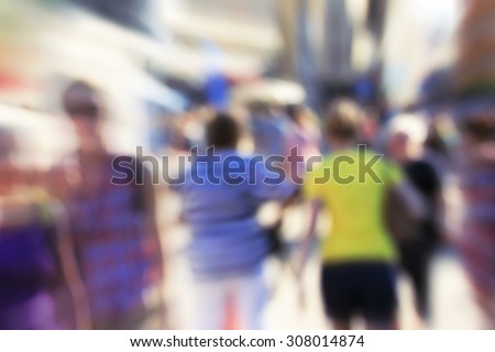 Walking people at city, unrecognizable background