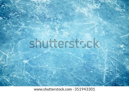 Blue cracked surface of the  ice surface