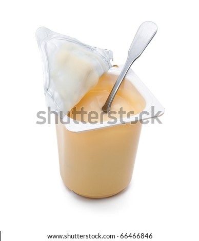 خفايا الاغذيه المصنعه واضرارها  Stock-photo-kids-orange-yogurt-with-spoon-isolated-on-white-66466846