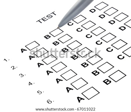 Examination test list with pen