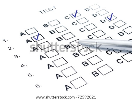The test list and pen on the examination