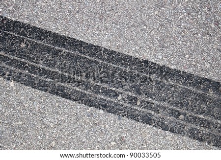 Tire track on the asphalt