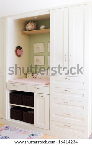 Cabinets with built in changing area for infants