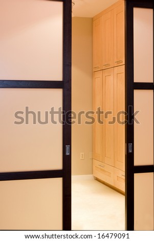 Designer Closet Doors on Custom Built Pocket Closet Doors Stock Photo 16479091   Shutterstock
