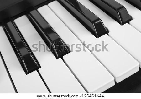 Close up view of piano keys