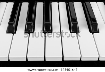Close up view of piano keys