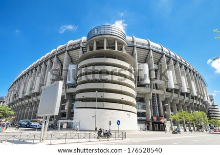 MADRID, SPAIN - MAY 4: Santiago Bernabeu stadium on May 4, 2013. Is the stadium of Real Madrid Football Club. Real Madrid F.C was stablished in 1902. This stadium was built in 1947.