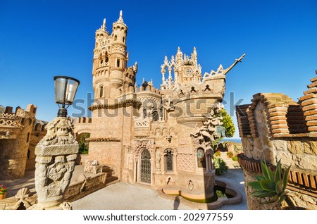 BENALMADENA, SPAIN - APRIL 28: Castle monument of Colomares on April 28, 2014. Is a monument honoring Cristopher Colombus and the discovery of America. Was built between 1987 and 1994.