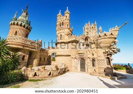 BENALMADENA, SPAIN - APRIL 28: Castle monument of Colomares on April 28, 2014. Is a monument honoring Cristopher Colombus and the discovery of America. Was built between 1987 and 1994.