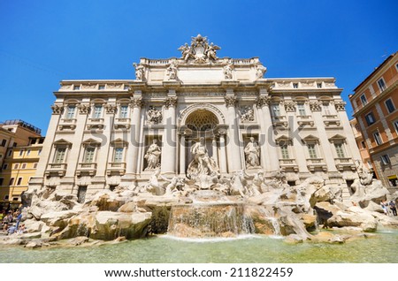 World famous Landmark Trevi Fountain. Rome, Italy.