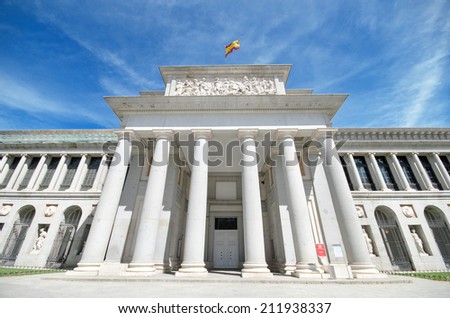 Detail of the facade of the famous el Prado Museum in Madrid, Spain.