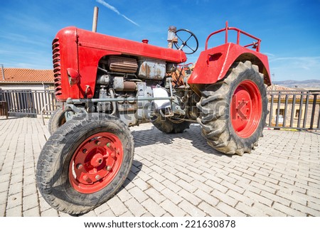 CAMENO, SPAIN - AUGUST 24: Steyr 185 at annual Vintage tractor exhibition in Cameno, Burgos, Spain on August 24, 2014.