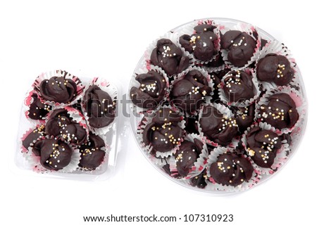 chocolate cookies in the two types of packaging  isolated on white background