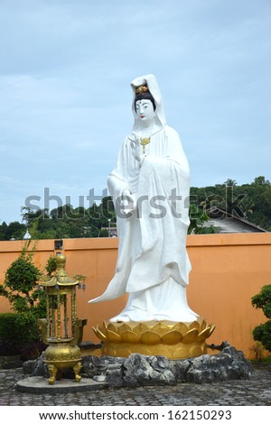 the big statue of Goddess Kwan Im in Tarakan, Indonesia