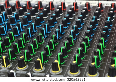 details of the control board sound mixer