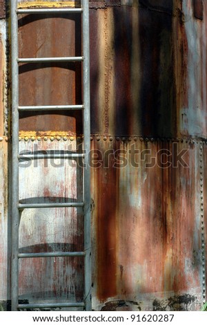 iron ladder on the metal cylinder