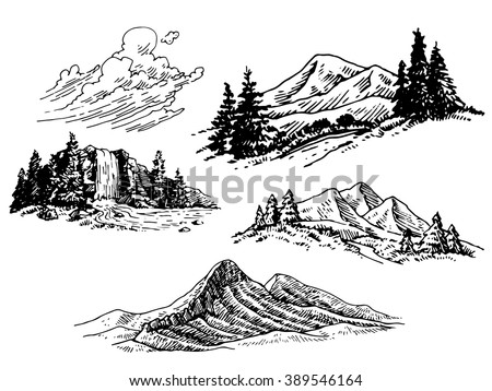 Hand-drawn Mountains Illustration