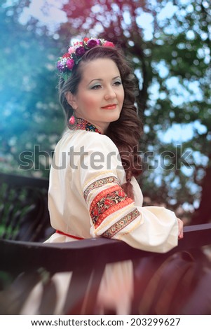 Woman in traditional Russian (slavic) costume