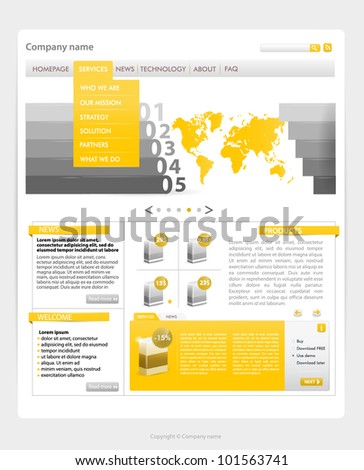 Orange business web template for sale product. layout