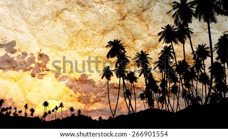 palm tree grunge paper textured background