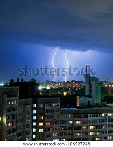 thunder and Lightning over the city