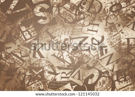 letters cut from newspaper, background