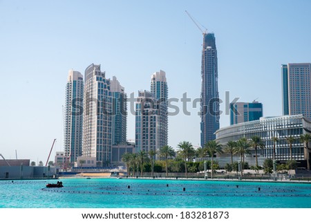 DUBAI, UAE - 3 MARCH, 2014: view of residential skyscrapers in dubai. March  3, 2014 Dubai, UAE.