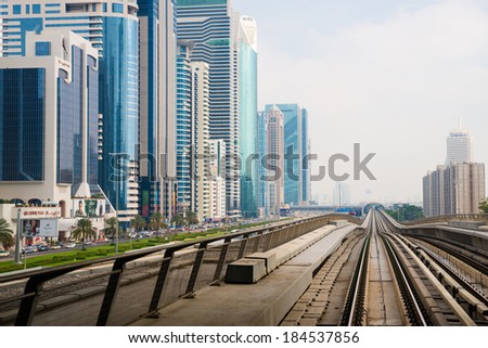 DUBAI, UAE -  4 MARCH, 2014: Dubai Metro as world\'s longest fully automated metro network (75 km). March  4, 2014 Dubai, UAE.