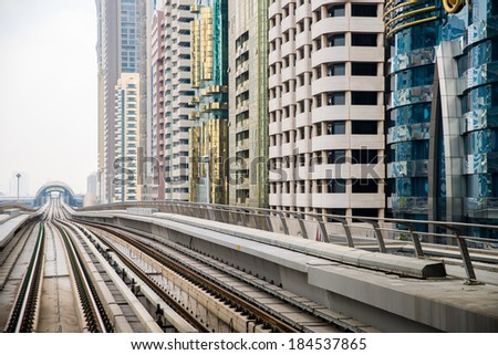 DUBAI, UAE -  4 MARCH, 2014: Dubai Metro as world\'s longest fully automated metro network (75 km). March  4, 2014 Dubai, UAE.