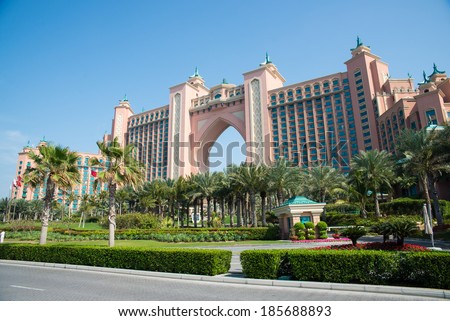 DUBAI, UAE -  6 MARCH, 2014: Atlantis the Palm is a luxury 5 star hotel built on an artificial island. March  6, 2014 Dubai, UAE.