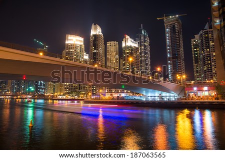 DUBAI UAE 3 MARCH 2014 Modern skyscrapers in Dubai Marina this is the most respectable area in Dubai March 3 2014 Dubai UAE DUBAI UAE 3 MARCH 2014 Modern skyscrapers in Dubai Marina this is the most respectable area in Dubai March 3 2014 Dubai UAE