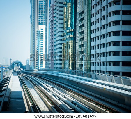 DUBAI, UAE -  6 MARCH, 2014: Dubai Metro as world\'s longest fully automated metro network (75 km). March  6, 2014 Dubai, UAE.