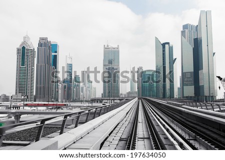 DUBAI, UAE - 4  MARCH, 2014: Dubai Metro as world\'s longest fully automated metro network (75 km). March  4, 2014 Dubai, UAE.