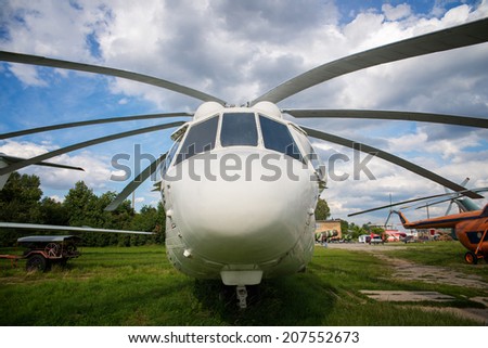 old helicopter on parking