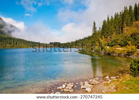 beautiful landscape with mountains and water