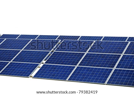Photovoltaic power, solar panel isolated in white, sun energy