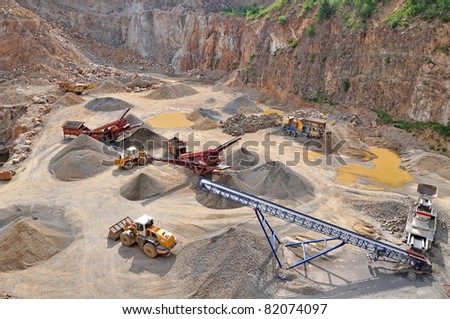 Stone quarry work, mine environment, industry background